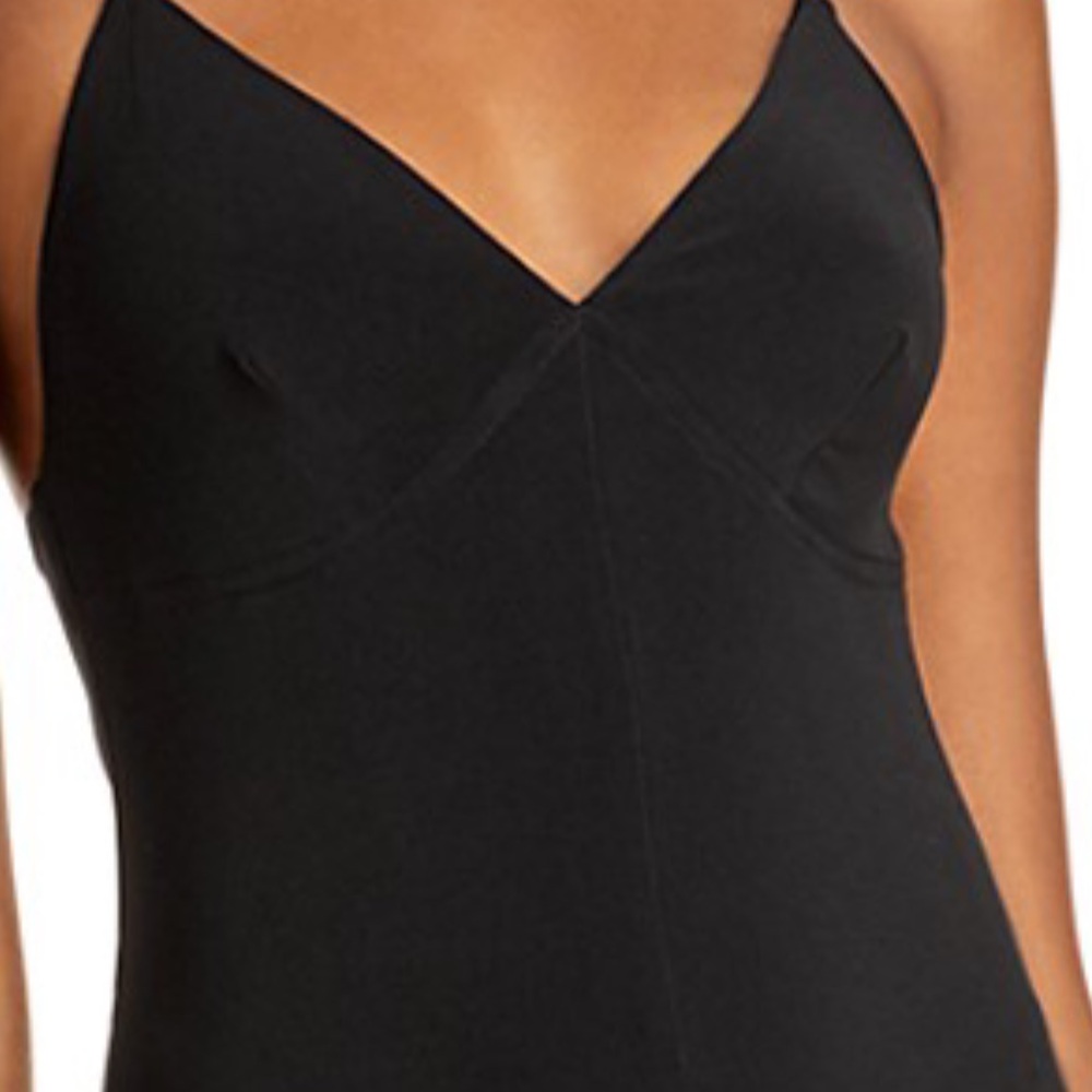 Norma Kamali Black V Neck Wide Leg Spaghetti Strap Jumpsuit Large - Picture 6 of 9